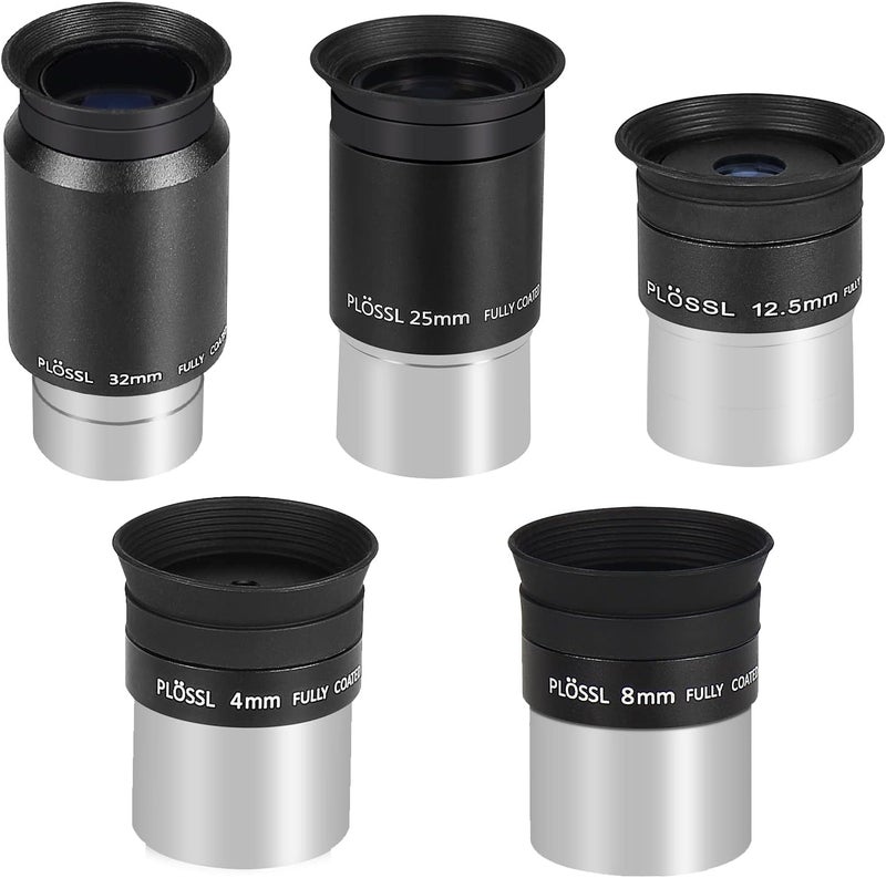 Celticbird 1.25'' Telescope Eyepiece Kit with 5 Plossl Eyepieces 4mm/8mm/12.5mm/25mm/32mm Fully Multicoated Optical Lens Metal Construction Fit for 1.25inch Astronomic Telescope and Astronomy Filters - Image 1
